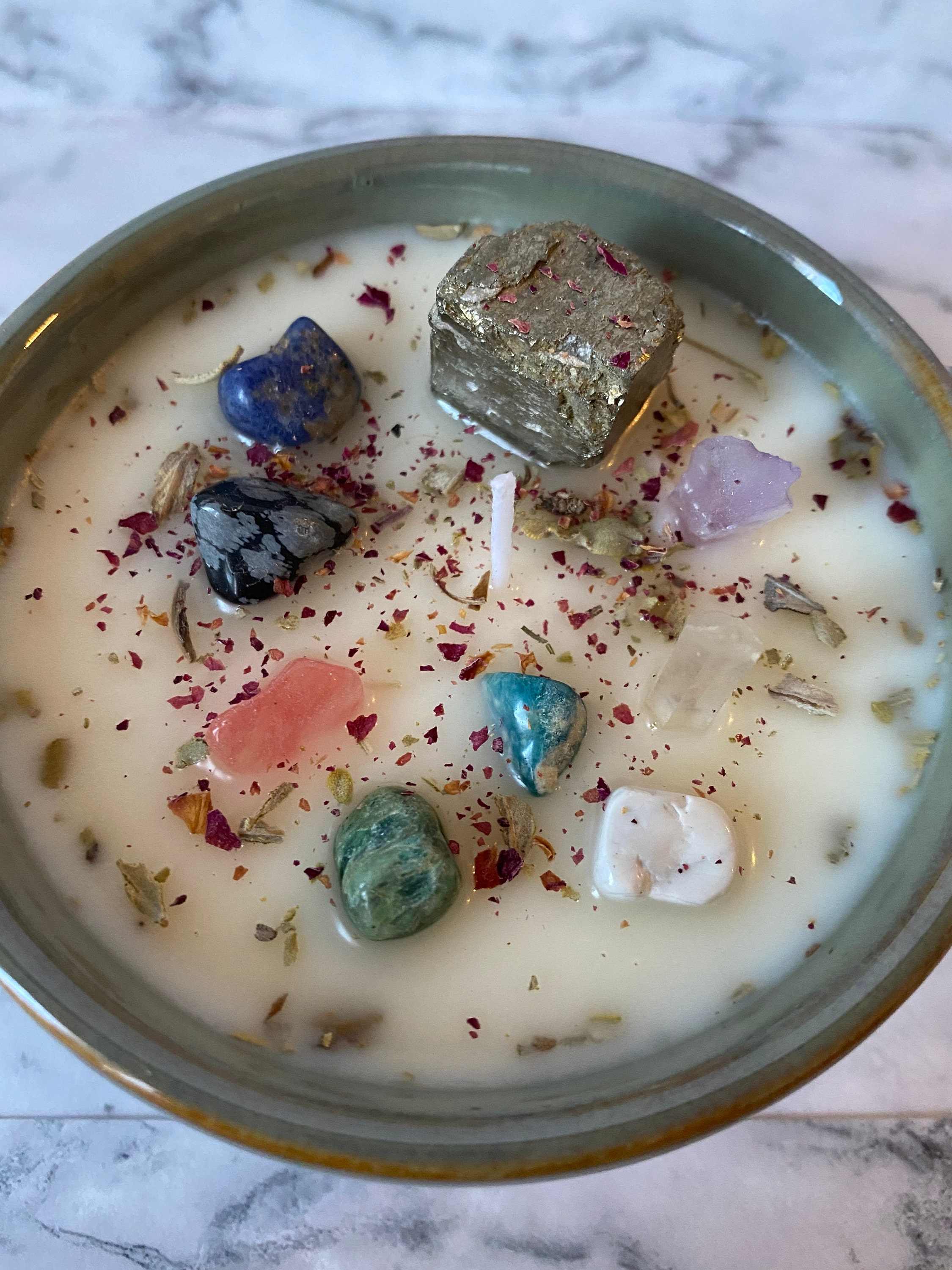 Bougie de pierre précieuse de manifestation de pot de chance Etsy France