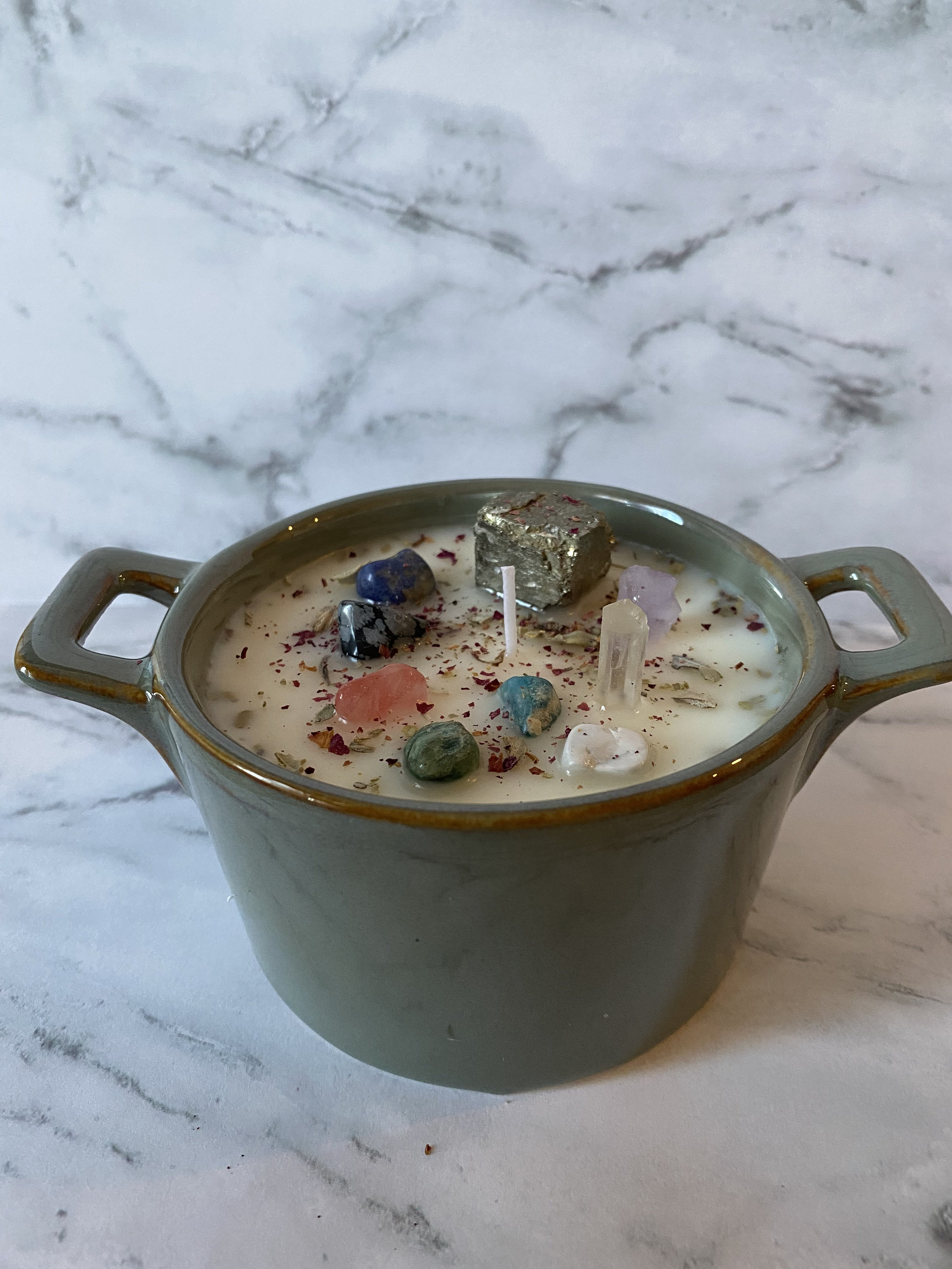 Bougie de pierre précieuse de manifestation de pot de chance Etsy France