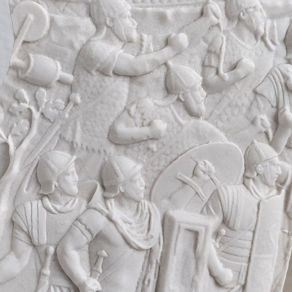 Trajan's Column Fragment Roman Soldiers Attacking - Jesmonite Acrylic Resin Relief