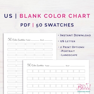 Crayola Color Chart 100 Color Swatch Chart 8 Set DIY Digital PDF File  Download & Print at Home Crayola Super Tips Color Chart Labels 