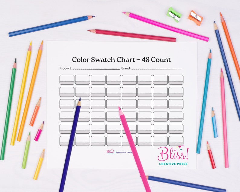 Color Chart 48 Fill In Blank Color Swatch Chart | 48 Colors | Portrait + Landscape | A4 + US ...