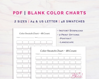 Color Chart 48 Fill In 48 Color Swatch Chart Digital Printable, 48 Color Swatch Chart Template ...