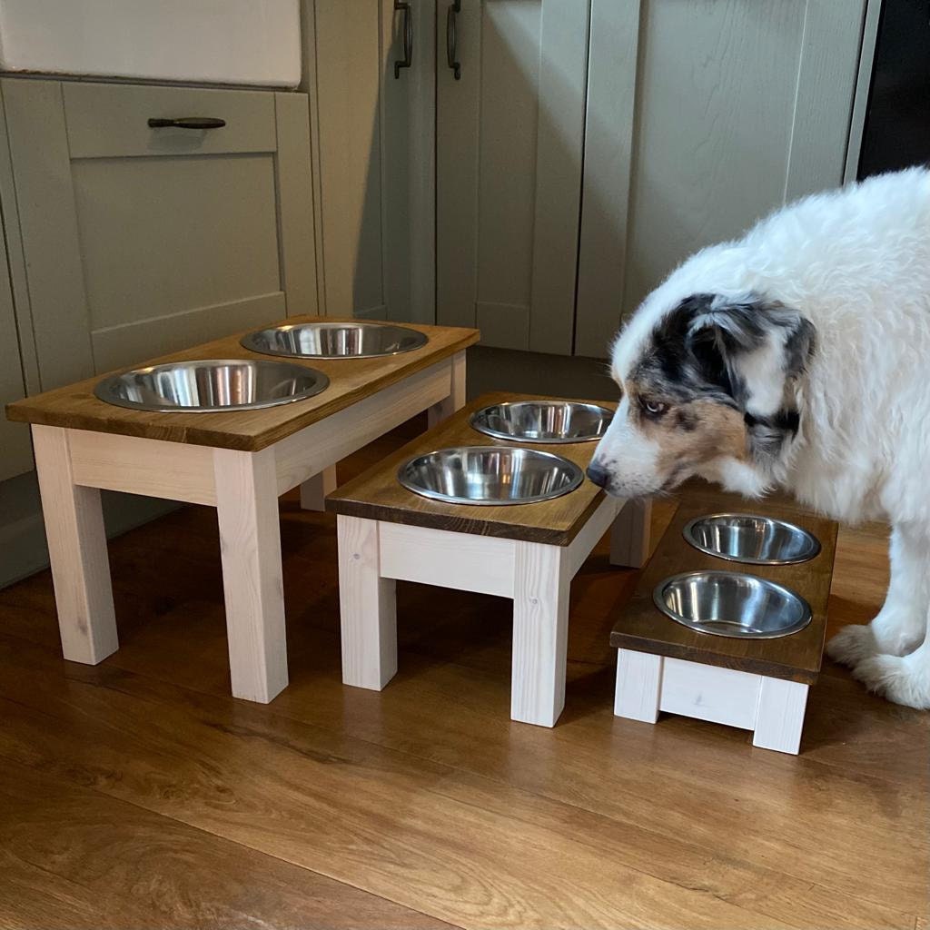 Large raised dog feeder large pet feeder rustic raised pet Etsy