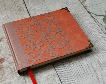 Handmade dark orange vintage boho notebook journal