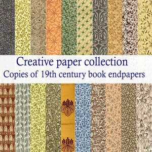 Creative paper collection - copies of 19th century book endpapers. 20 pieces