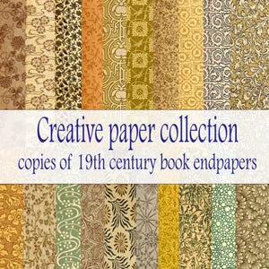 Collezione di carta creativa - copie di risguardi di libri del XIX secolo. 20 pezzi