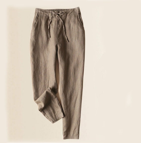 Vintage Linen Pant , Women Linen Pants , Women Cotton Pant , Women Summer  Casual Soft Linen Pant , Women Linen Elastic Pant 