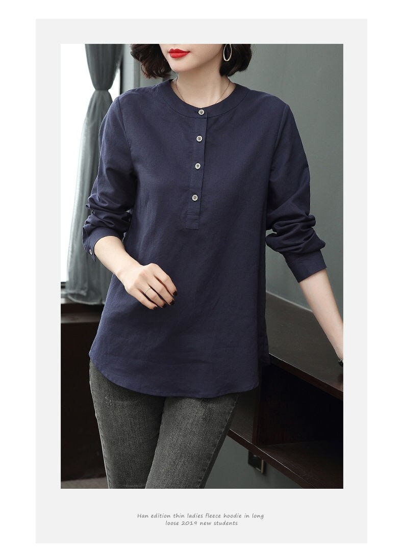 Cotton Long Sleeve Tunic Blouses , Women's for 4XL Loose Casual Shirt Etsy