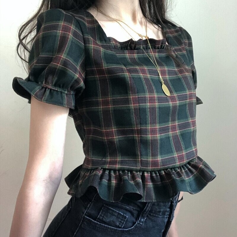 Plaid crop top Design Template