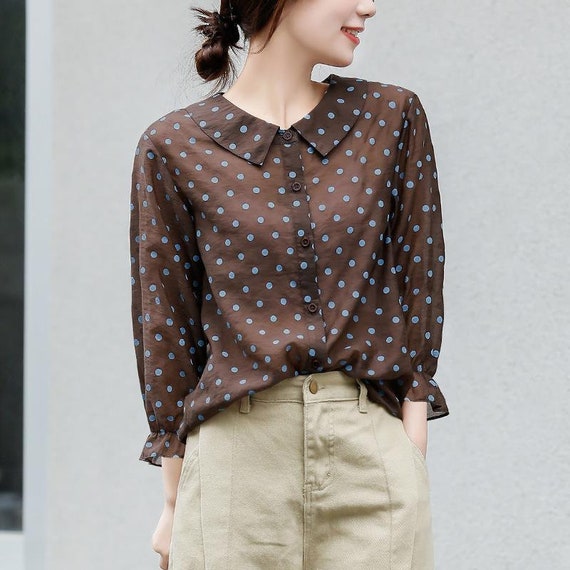 Vintage 1970s Blouse Peter Pan Collar 