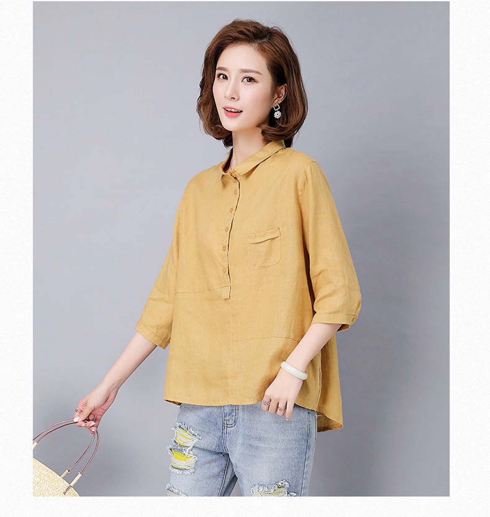 Linen Tops for Women Plus Size Linen Top Oversized Blouse Etsy