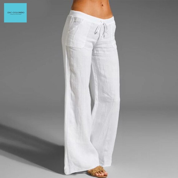 Vintage Linen Pant , Women Linen Pant , Women Elastic Linen Pant