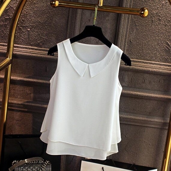 sleeveless peter pan collar shirt