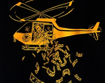 Helicopter Money Screen-printed Graphic Tee