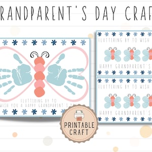 Artisanat de la fête des grands-parents | Imprimable des grands-parents | Handprint Craft pour les grands-parents | Journée des bébés grands-parents | Journée des grands-parents des tout-petits