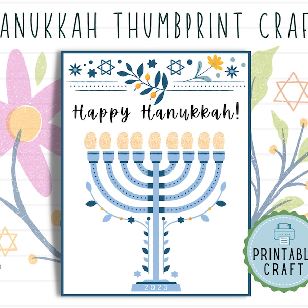 Hanukkah Printable Craft | Holiday Craft | Toddler Hanukkah Handprint | Hanukkah Preschool Keepsake | Menorah Art for Kids