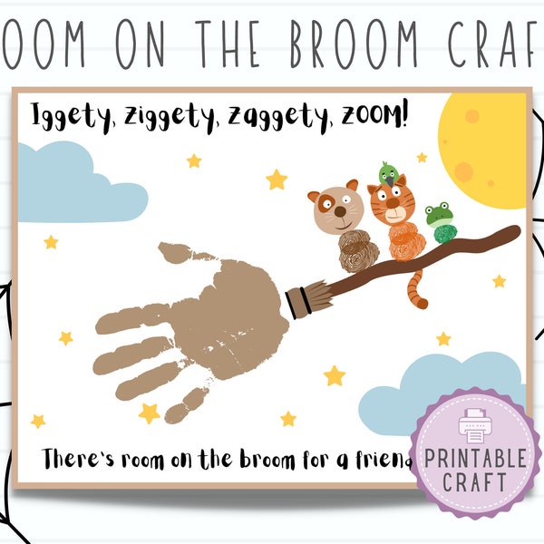 Room on the Broom Craft | Toddler Halloween Printable | Baby Handprint Art | Halloween Crafts for Kids | Halloween Printable