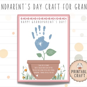 Artisanat de la fête des grands-parents | Grands-parents imprimables | Artisanat d'empreintes de mains pour les grands-parents | Journée des bébés grands-parents | Journée des grands-parents des tout-petits
