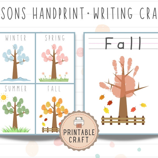 Fall Handprint Craft | Four Seasons Craft | Toddler Fall Art | Preschool Fall Printable | Fall Crafts for Kids