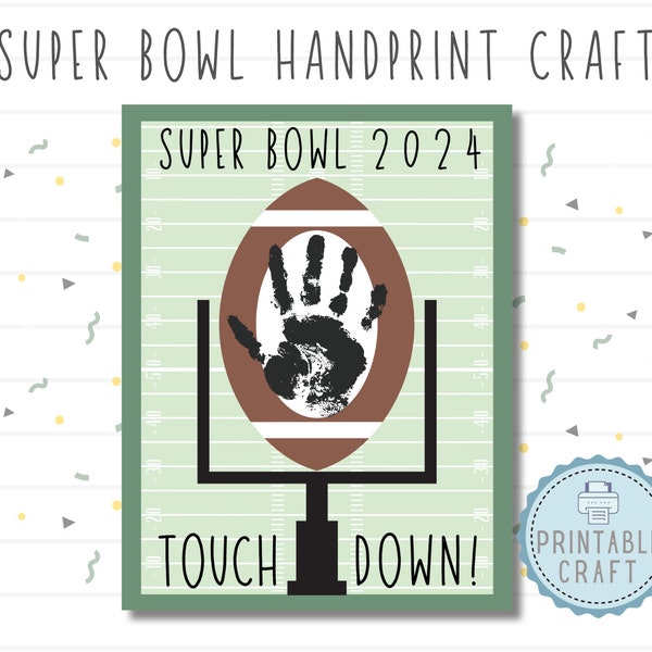 Artisanat d'empreintes de main du Super Bowl | Artisanat de football | Super Bowl 2024 | Super Bowl bébé | Art pour tout-petits du Super Bowl | Artisanat du Super Bowl pour les enfants