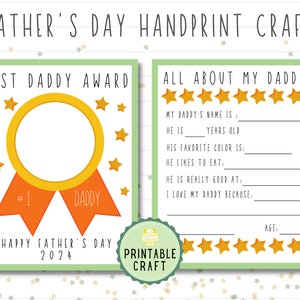 Father's Day Craft | Handprint Craft | Toddler Father's Day | Baby Father's Day | Fathers Day Gift | Father's Day Printable