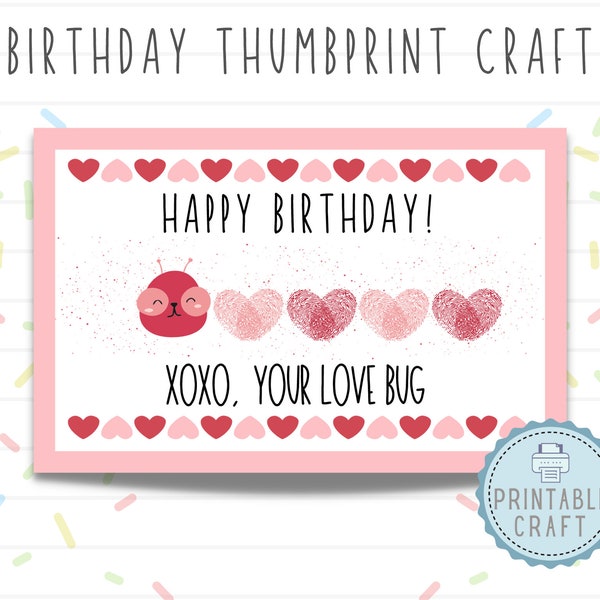 Birthday Thumbprint Craft | Birthday Handprint Art | Birthday Card Craft | Handprint Art | Birthday Printable Craft
