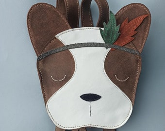 Backpack-dog made of genuine leather as a gift, to school, for a walk