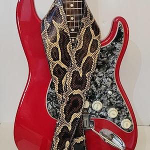 Genuine Python Print Leather Guitar Strap, Italian Leather Backing, USA Handmade Accessory