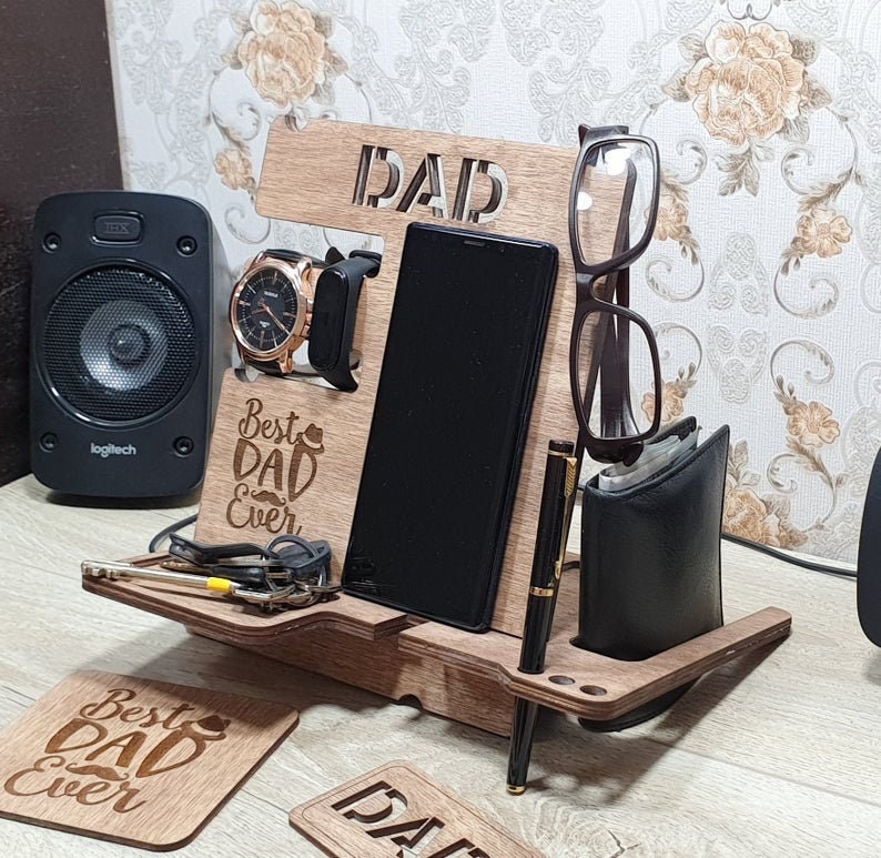 Valentines Day Gift Ideas Wood Dock Station Perfect Gift For Husband And Dad Wooden Docking Station Men Birthday Gift Electronics Accessories Docking Stations