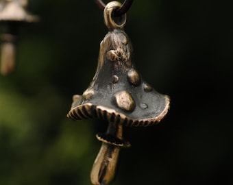 Large bronze mushroom pendant