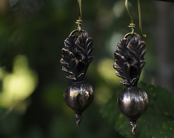 Bronze Radish Earrings - Natural Miniature Handcrafted - Handmade Plant Jewelry - Elegant Botanical Gift