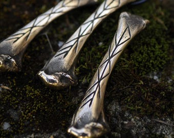 Bindrune bronze bone pendant, Viking, Nordic