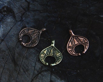 Small Viking-inspired "Lunula" pendant in brass, copper or shibuichi