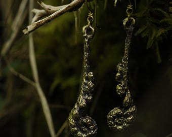 Solid brass fern earrings