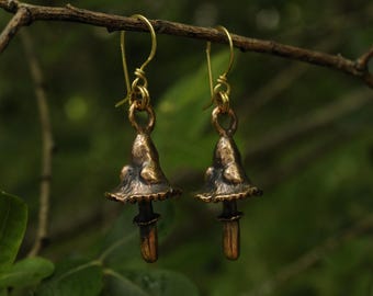 Bronze mushroom earrings