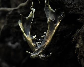 Large solid brass cat jaw earrings