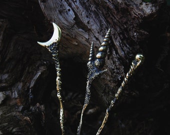 Cast brass hairpin. Three models to choose from.