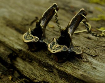 Solid bronze vertebrae earrings