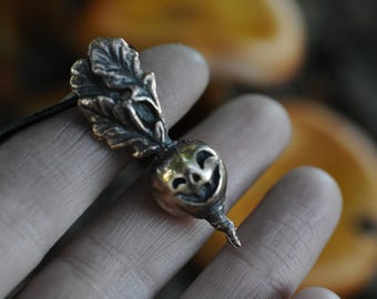 Jack O'Lantern Turnip Pendant in Bronze
