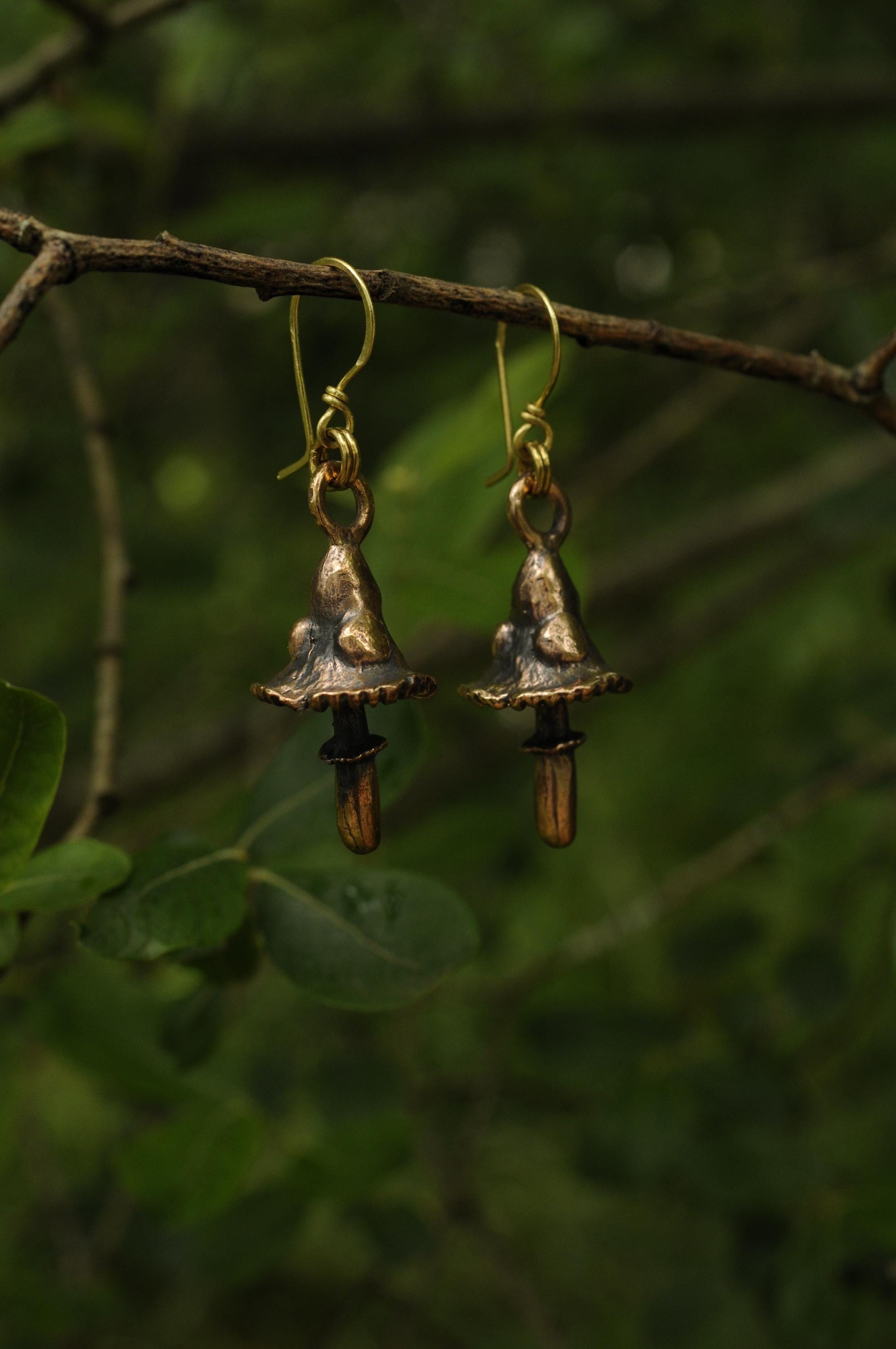 Boucles D'oreilles En Bronze à Cabochon Vert - Diamètre 25mm - Neuf Sans Emballage