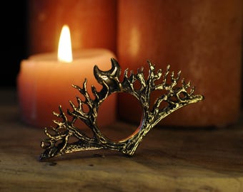 "Dark Wood" reading ring in solid brass