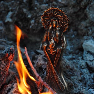 Large solid bronze statuette Brigid Celtic goddess