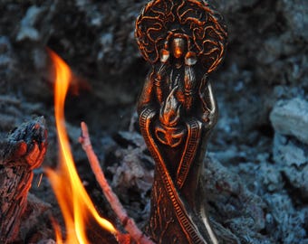 Large solid bronze statuette of Brigid, the Celtic goddess