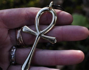 Large Ankh pendant in solid brass - handcrafted piece - Egyptian key - ancient Egyptian jewelry