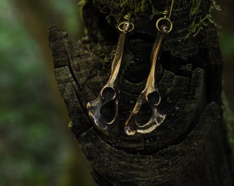 Solid bronze shoulder blade earrings