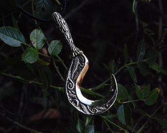 Lugh's sickle pendant in solid brass