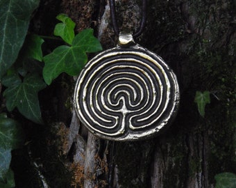 Large "Labyrinth" pendant in solid brass
