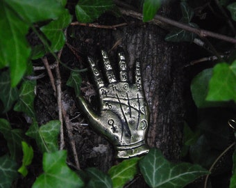 Solid Brass Palmistry Chiromancy Hand Pendant