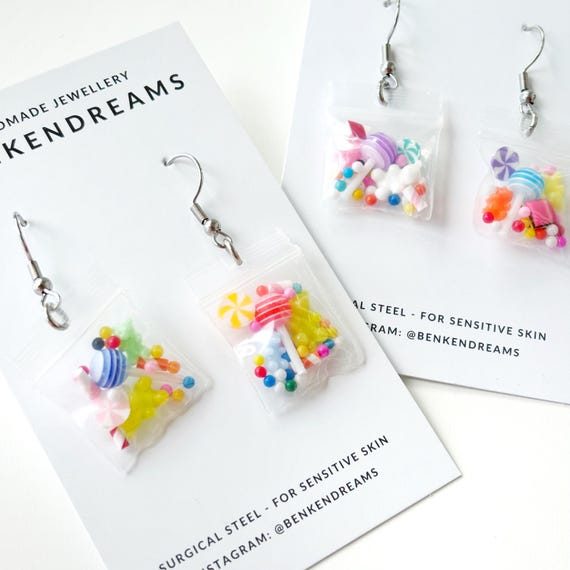 Lolly Bags Earrings, Clay Earrings Clay Earrings, Gift for Her