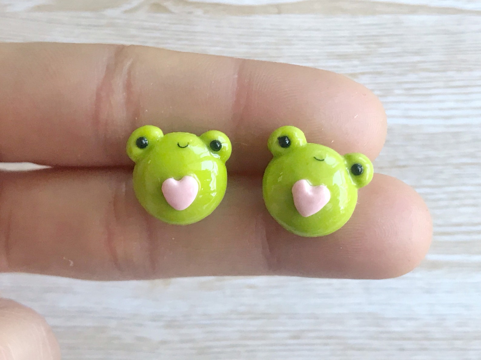 Frog clay stud earrings gift for her handmade earrings Etsy